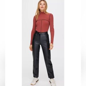 Women's Black Vegan Leather MELINA High Rise Pantsuits